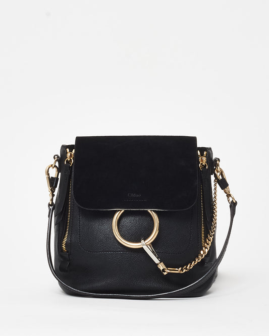 Chloé Black Suede & Calfskin Small Faye Backpack