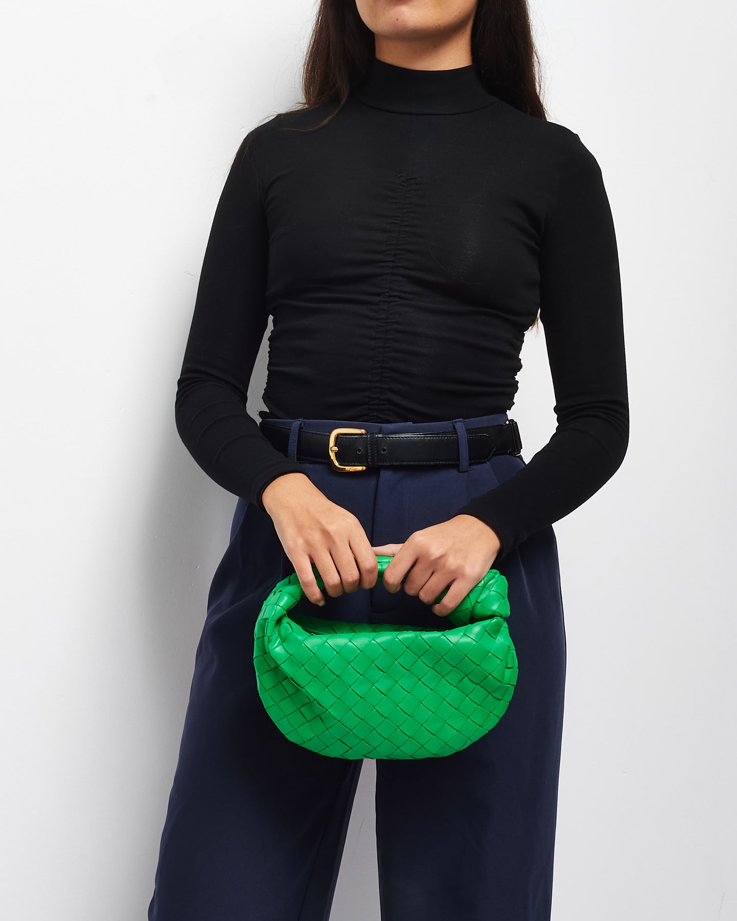 Bottega Veneta Parakeet Green Intrecciato Leather Mini Jodie Bag