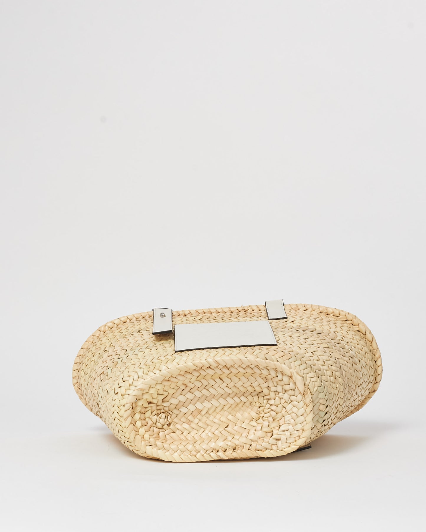 Loewe Medium Palm Leaf & White Leather Basket Bag