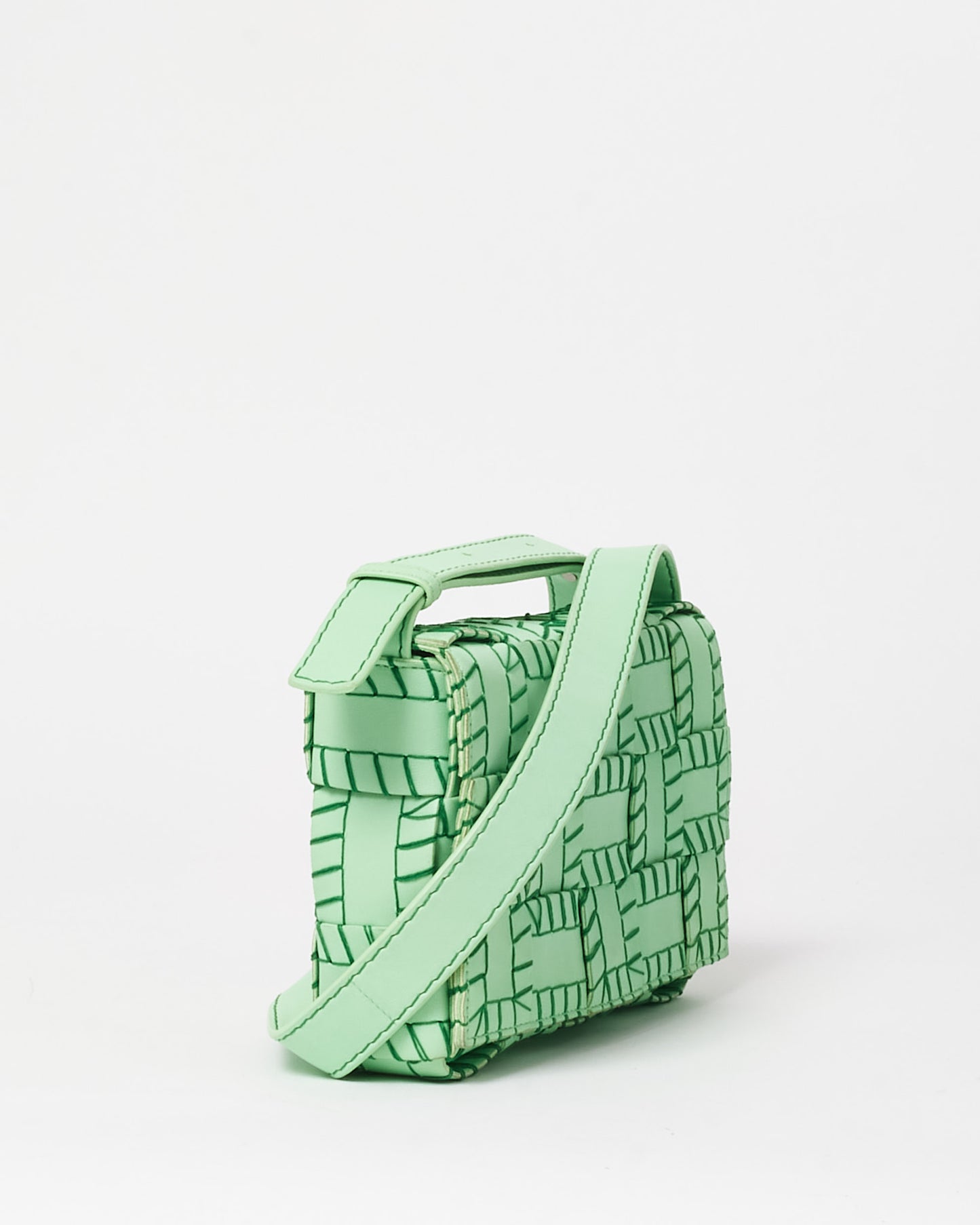 Bottega Veneta Green Leather & Dark Green Stitch Cassette Bag