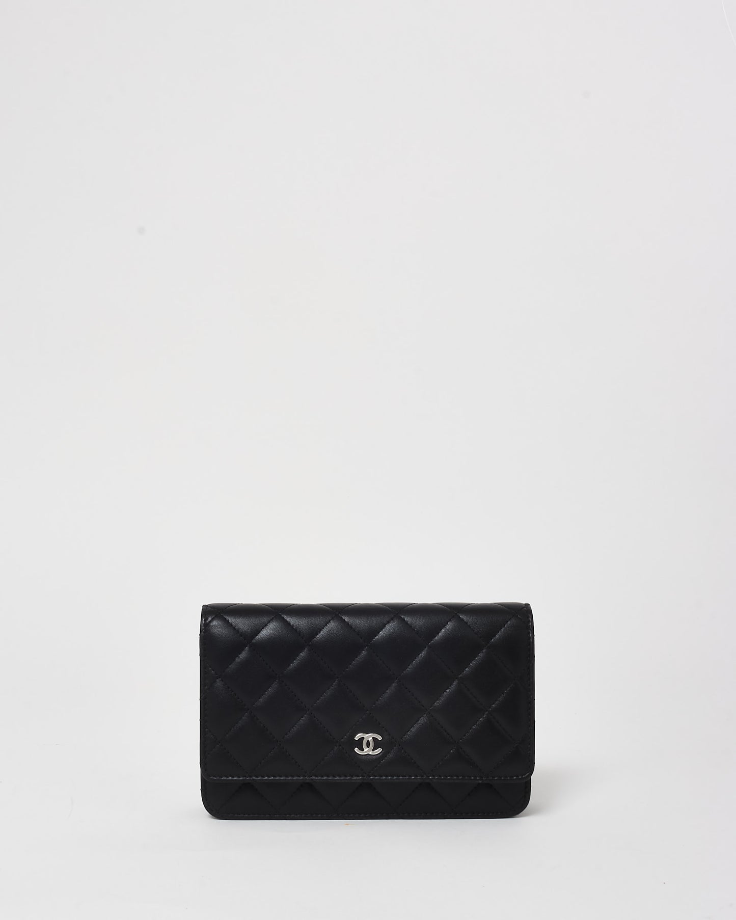 Chanel Black Lambskin Leather Wallet On Chain Bag SHW