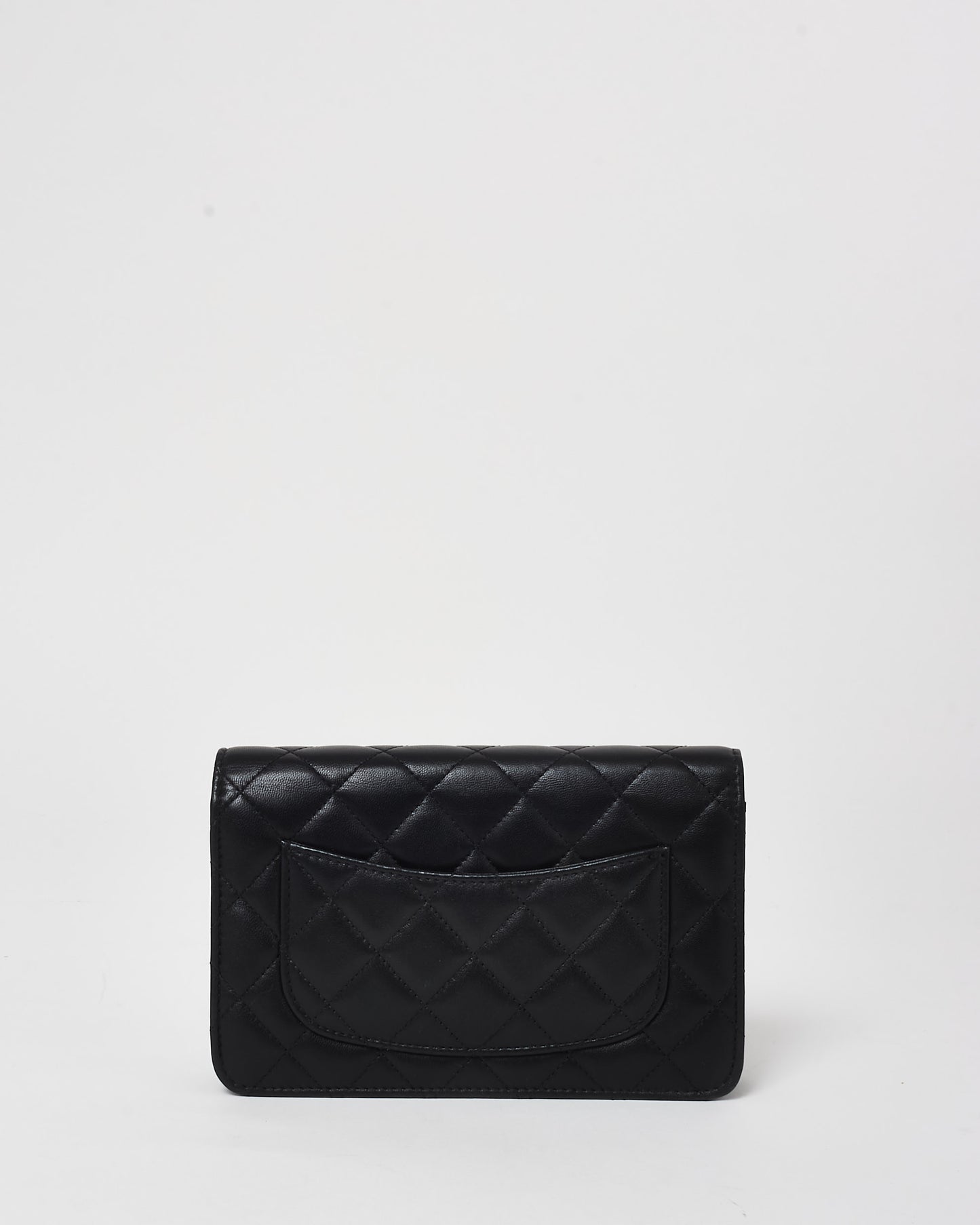 Chanel Black Lambskin Leather Wallet On Chain Bag SHW