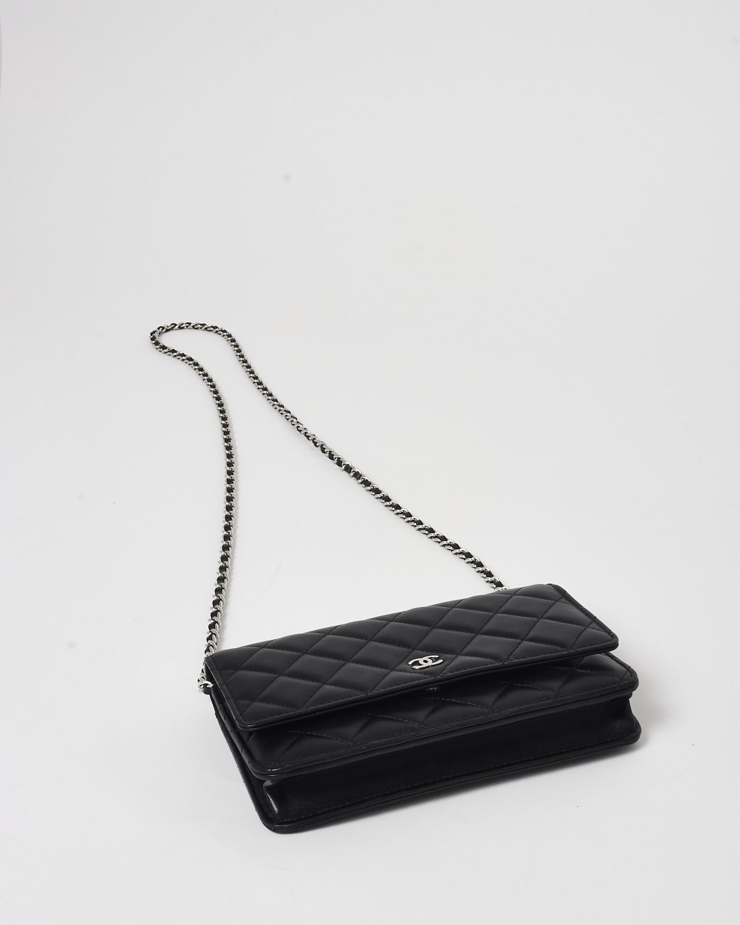 Chanel Black Lambskin Leather Wallet On Chain Bag SHW