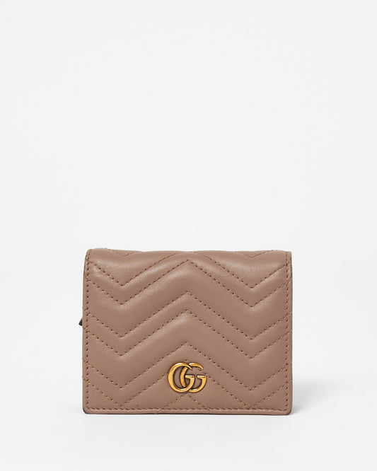 Gucci Mauve Leather Marmont GG Bifold Wallet