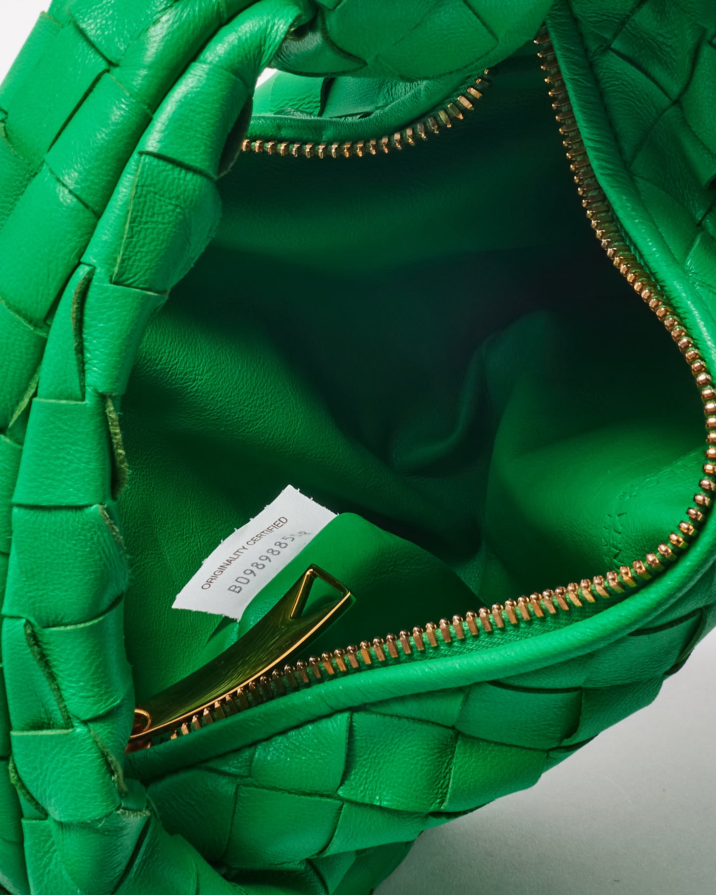 Bottega Veneta Parakeet Green Intrecciato Leather Mini Jodie Bag