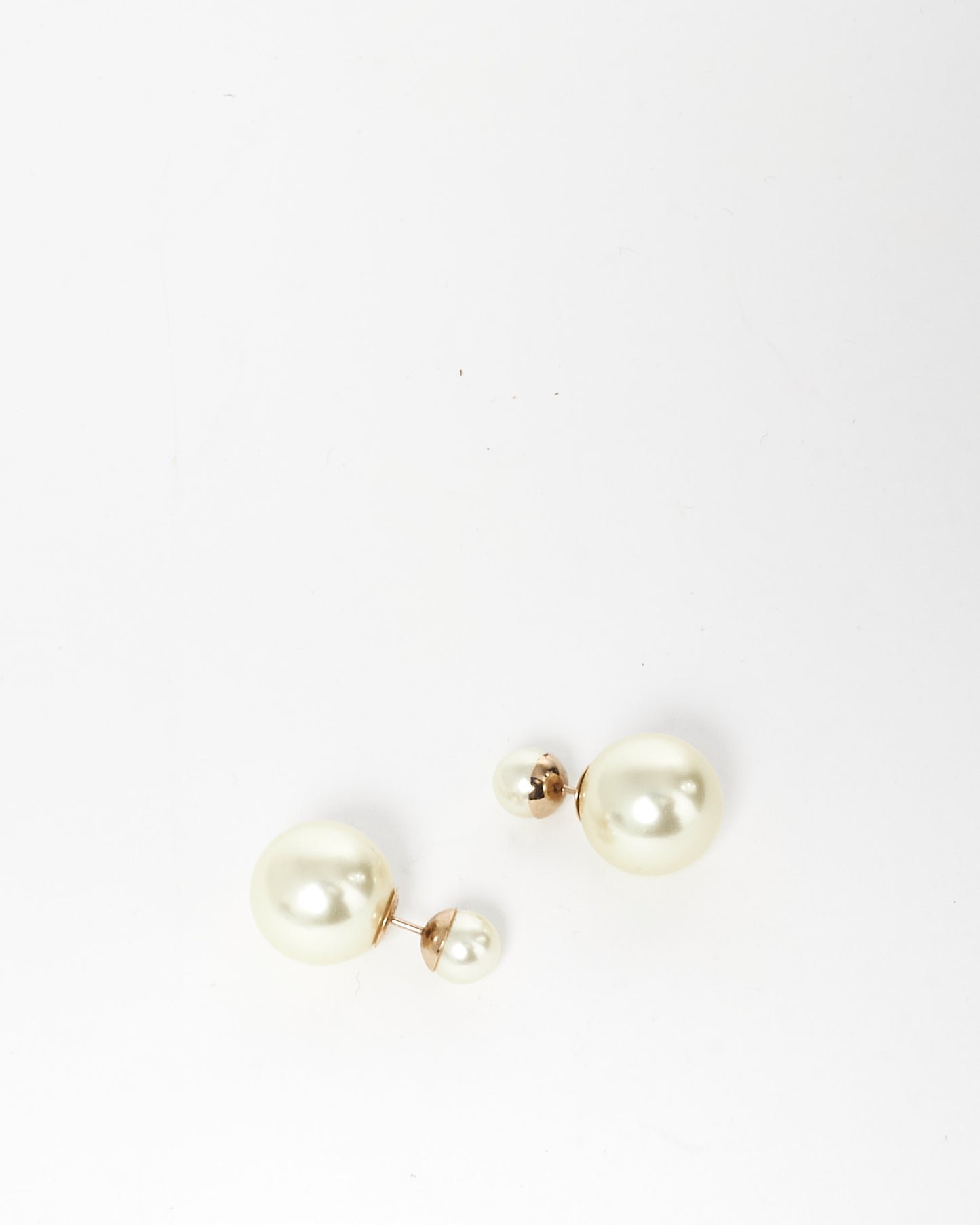 Dior White Resin Pearl & Gold Metal Tribales Earrings