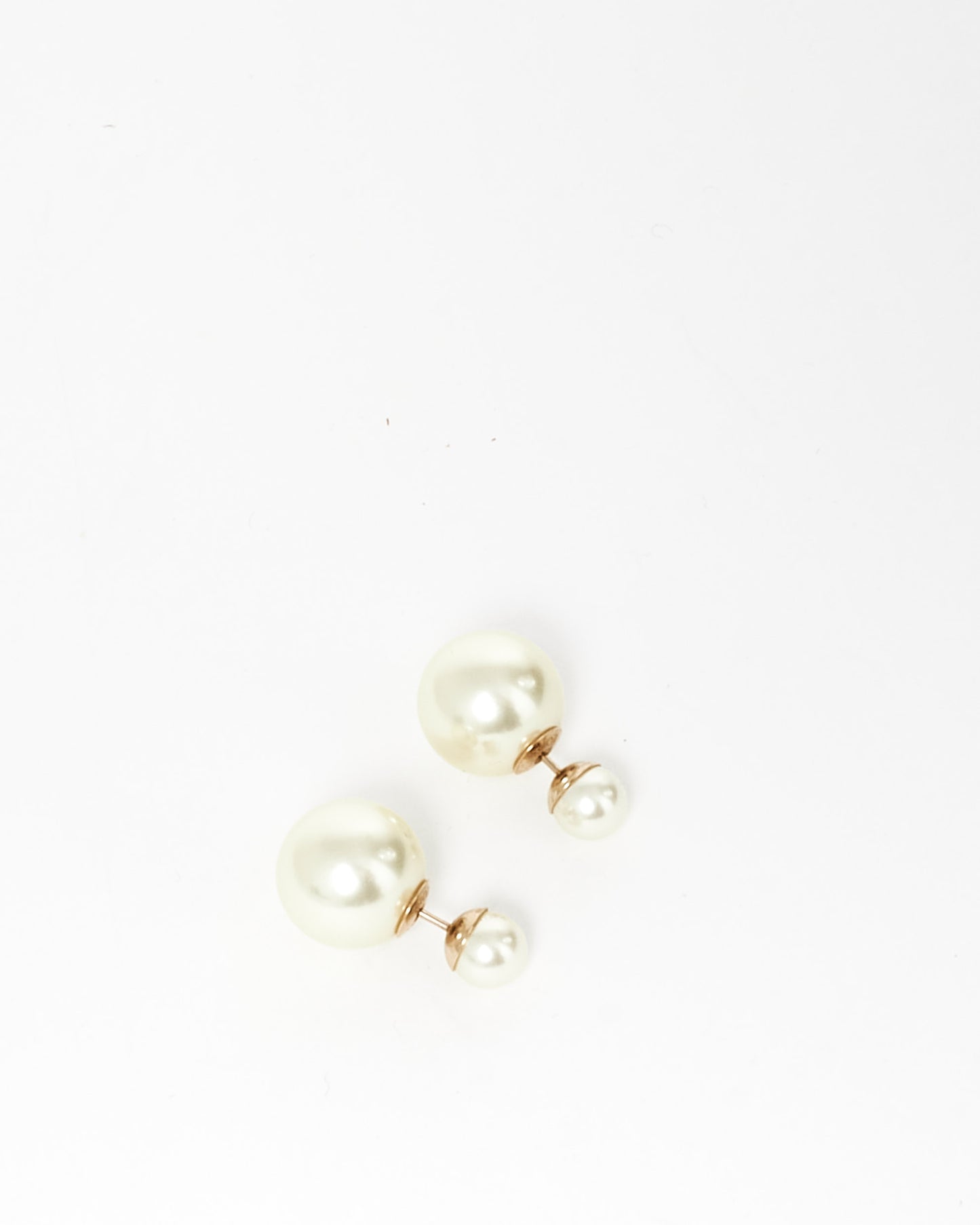 Dior White Resin Pearl & Gold Metal Tribales Earrings