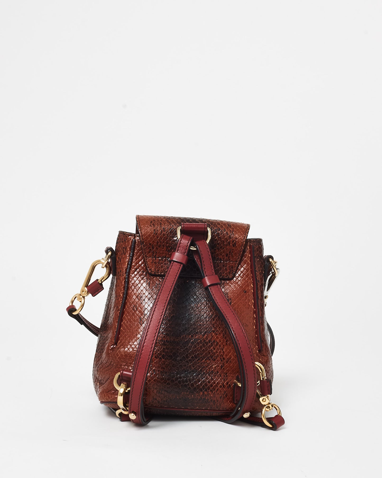 Chloé Burgundy Python Leather Small Faye Backpack