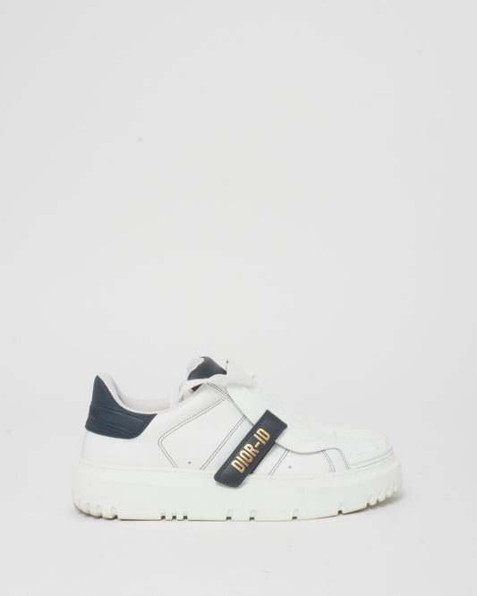 Dior White & Black Logo Leather Platform ID Sneakers - 37.5