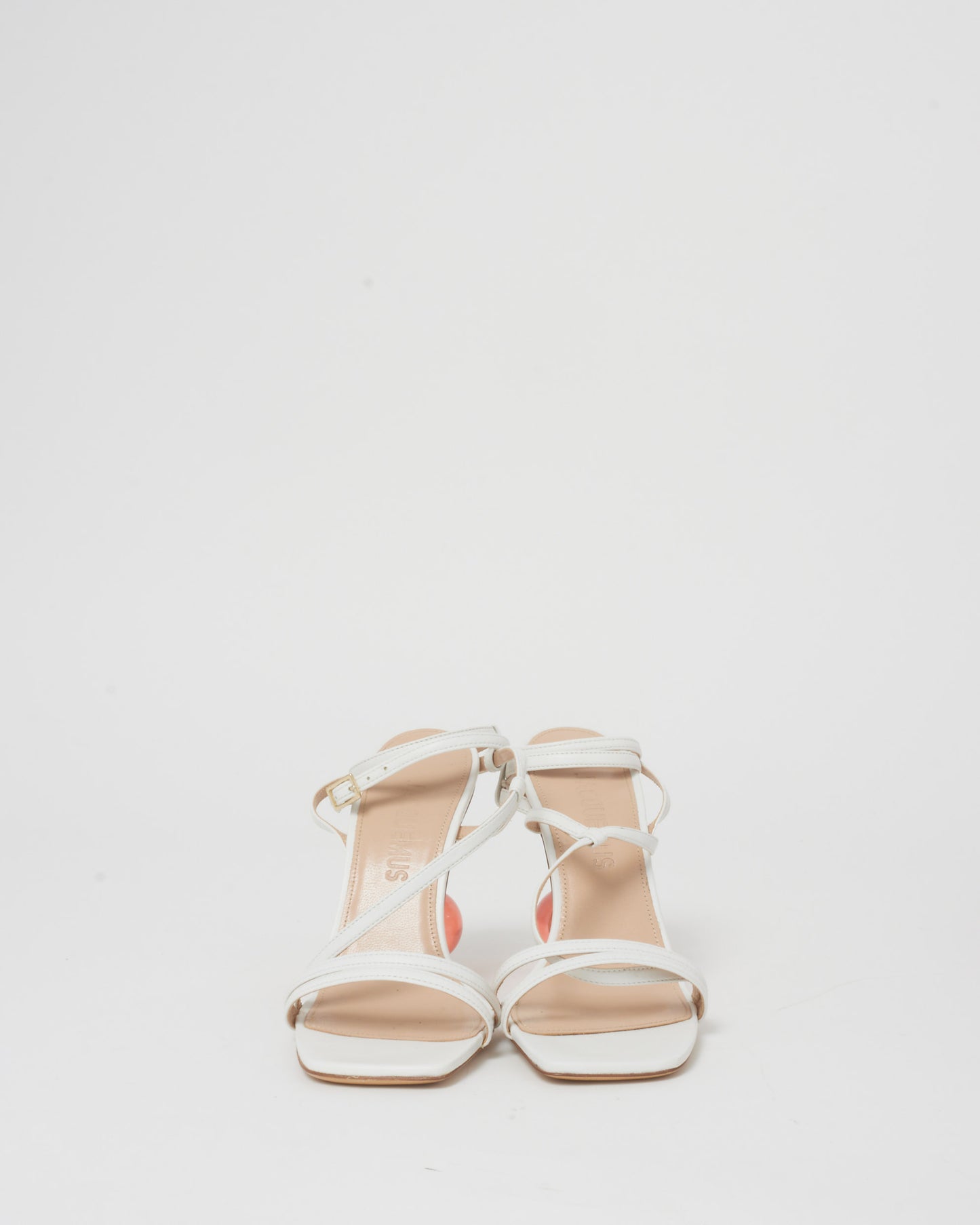 Jacquemus White Leather & Geometric Ball Heels - 37