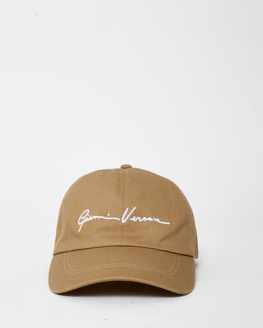 Versace Tan & White Cursive Gianni Versace Logo Baseball Cap