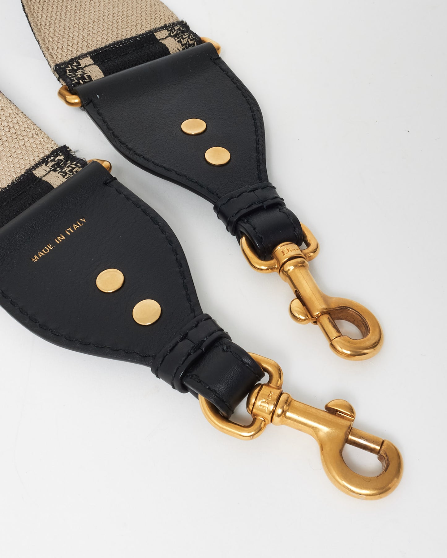 Dior Black & Cream Logo Canvas Guitar Strap