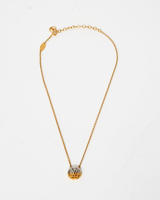 Louis Vuitton Two Tone LV Circular Pendant Necklace