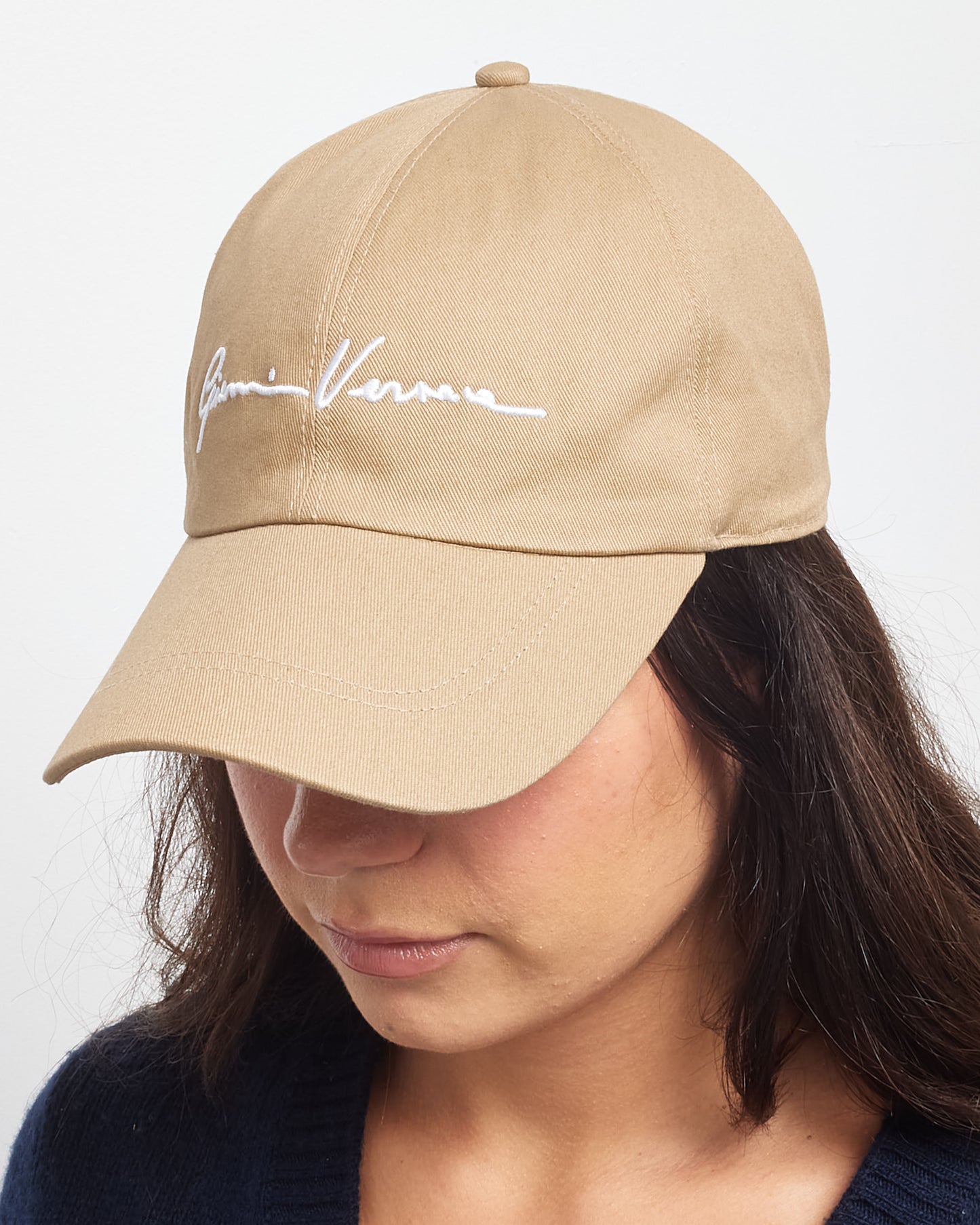 Versace Tan & White Cursive Gianni Versace Logo Baseball Cap