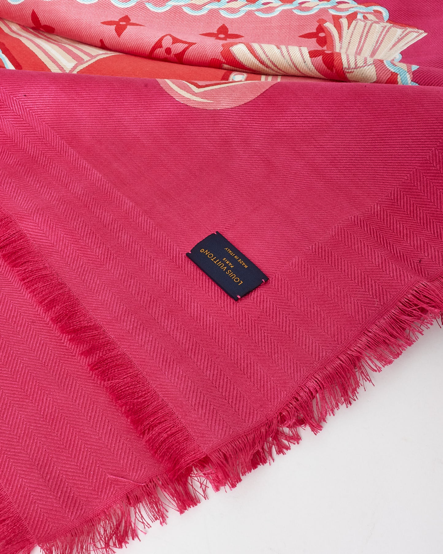 Louis Vuitton Pink Monogram Mix & Straps Silk Shawl Scarf