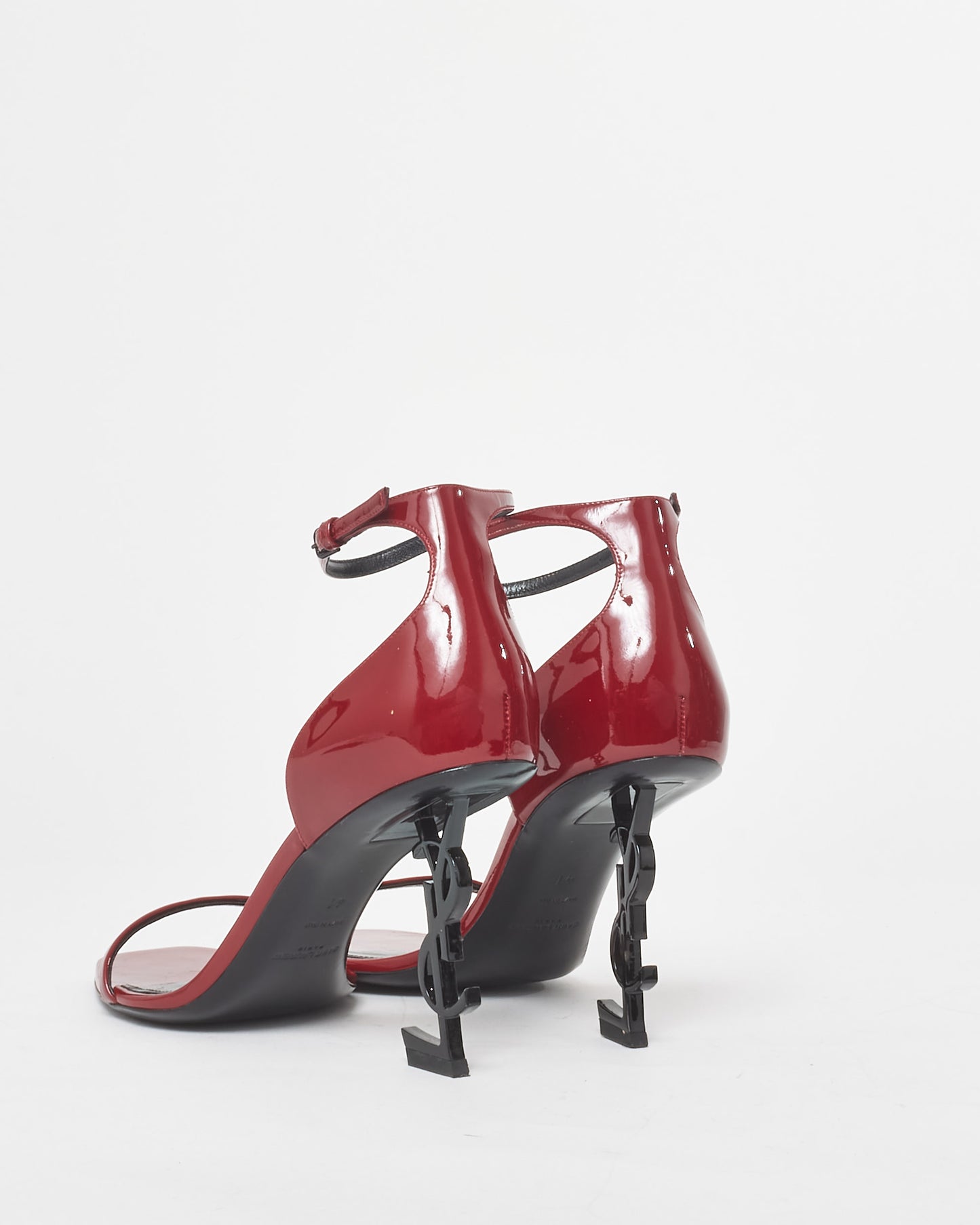 Saint Laurent Red Patent Opyum YSL Logo Heel Sandals - 41