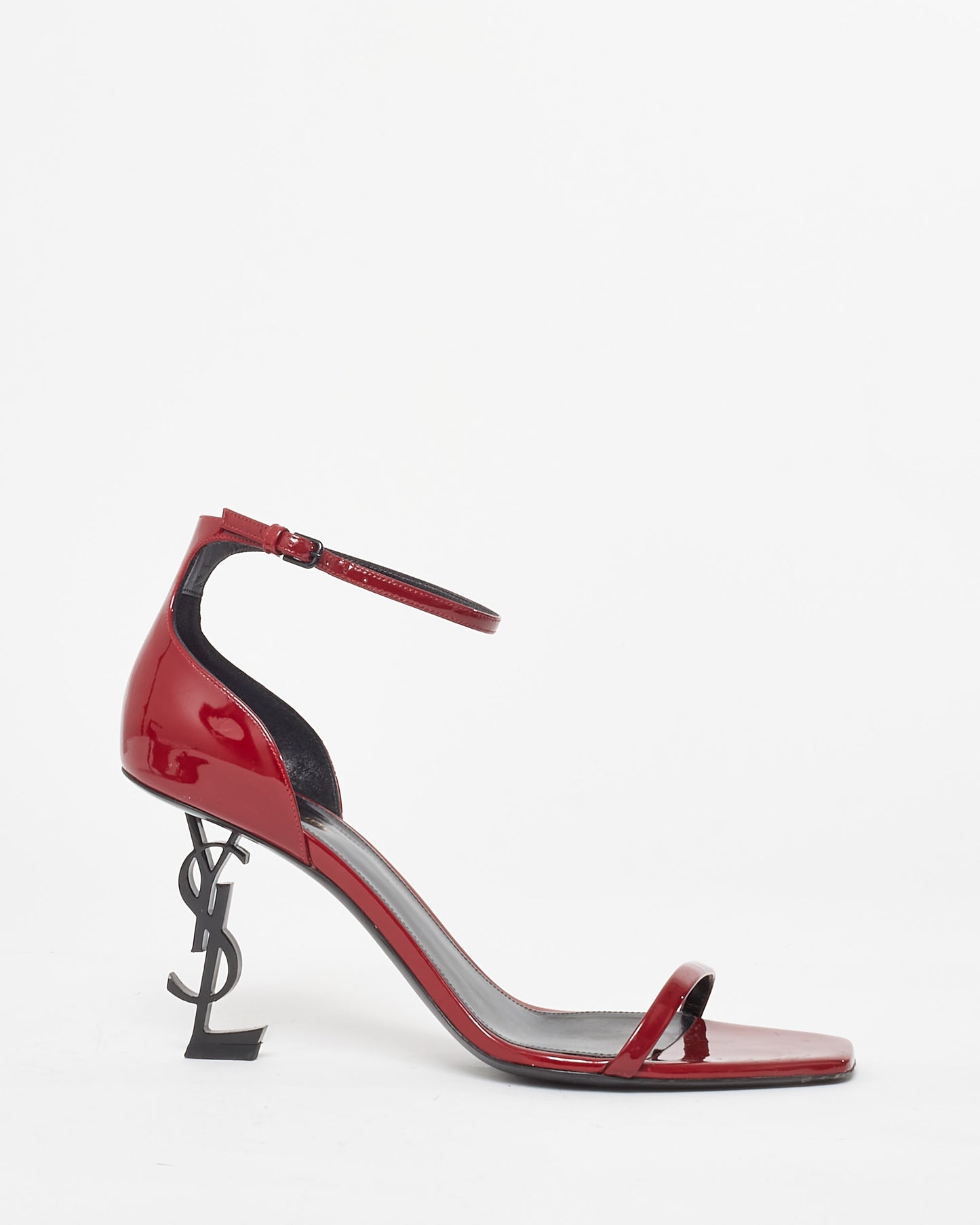 Saint Laurent Red Patent Opyum YSL Logo Heel Sandals - 41