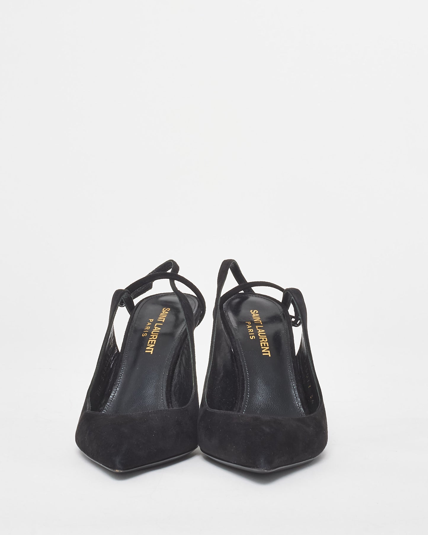 Saint Laurent Black Suede Opyum 85MM Kitten Heels - 36