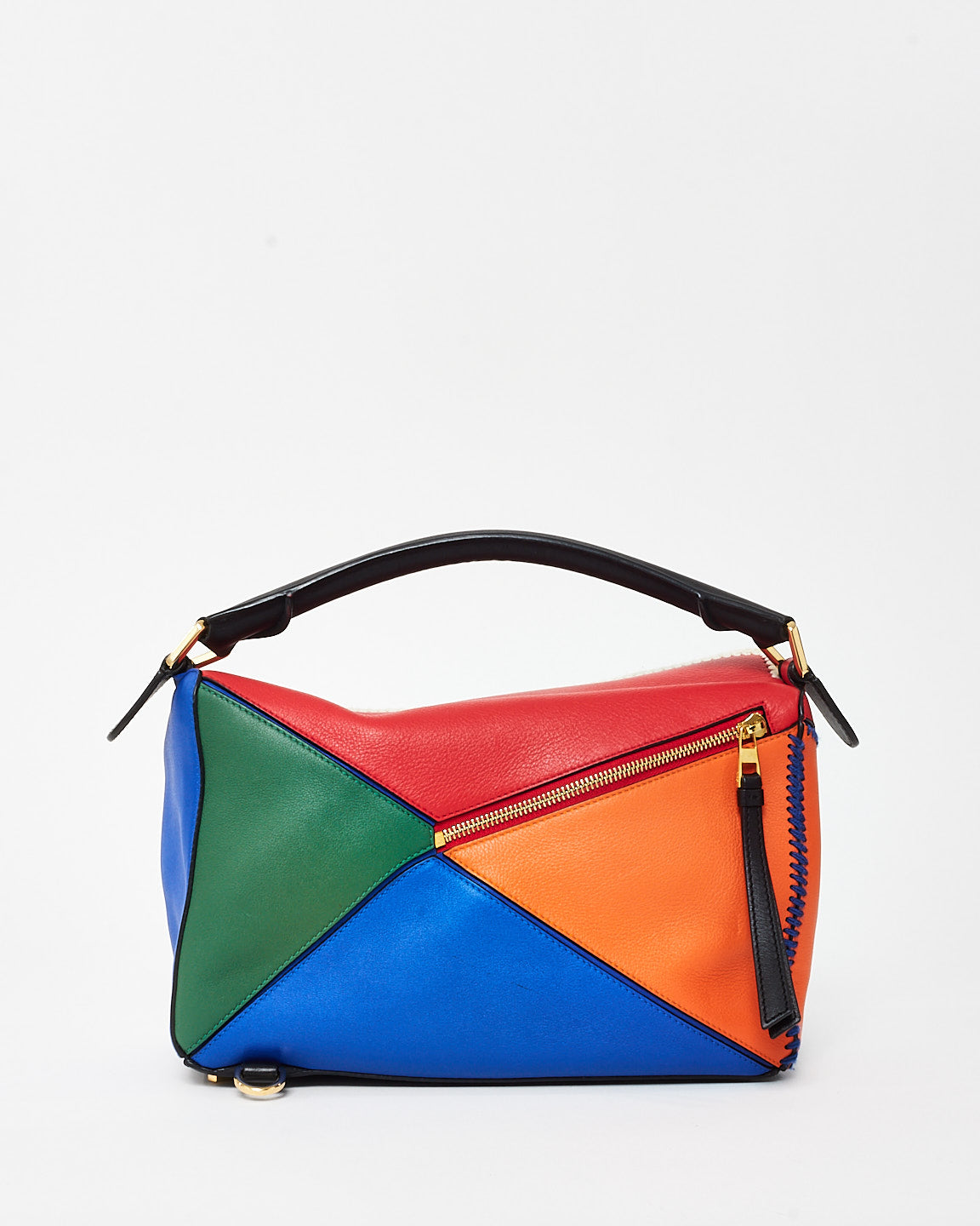 Loewe Black & Multi Color Leather Patchwork Medium Puzzle Bag