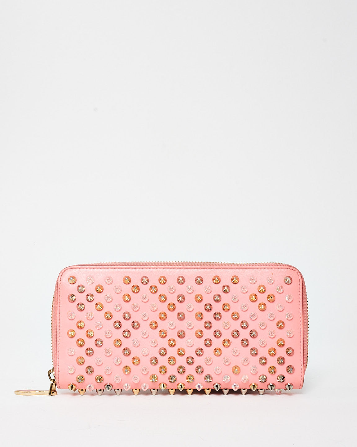 Christian Louboutin Pink Studded Zippy Wallet