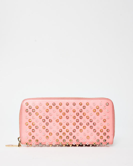 Christian Louboutin Pink Studded Zippy Wallet