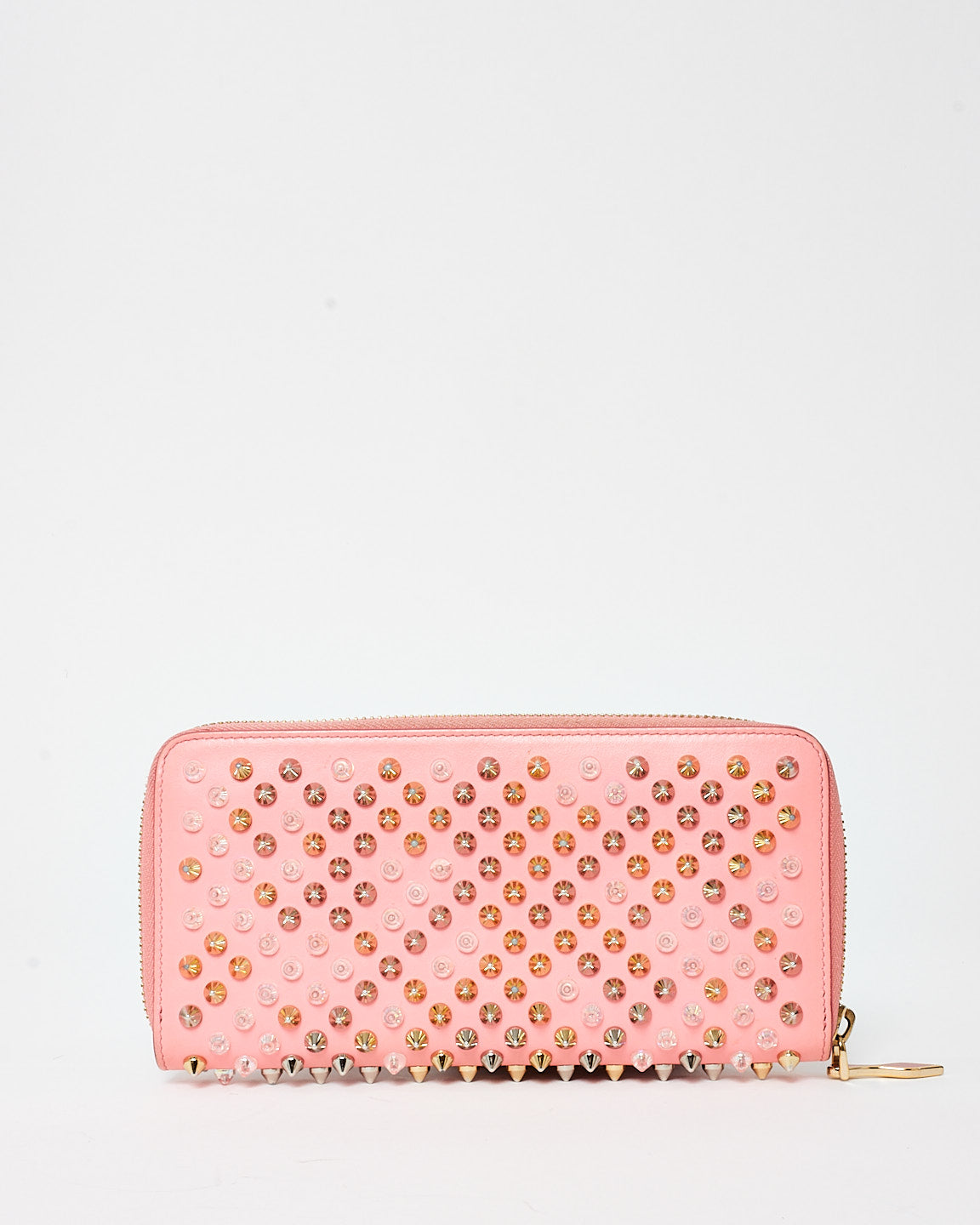 Christian Louboutin Pink Studded Zippy Wallet