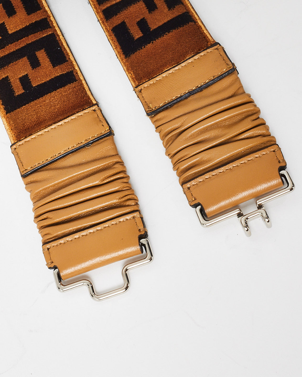 Fendi Brown Zucca Print Velvet Belt - 75/30