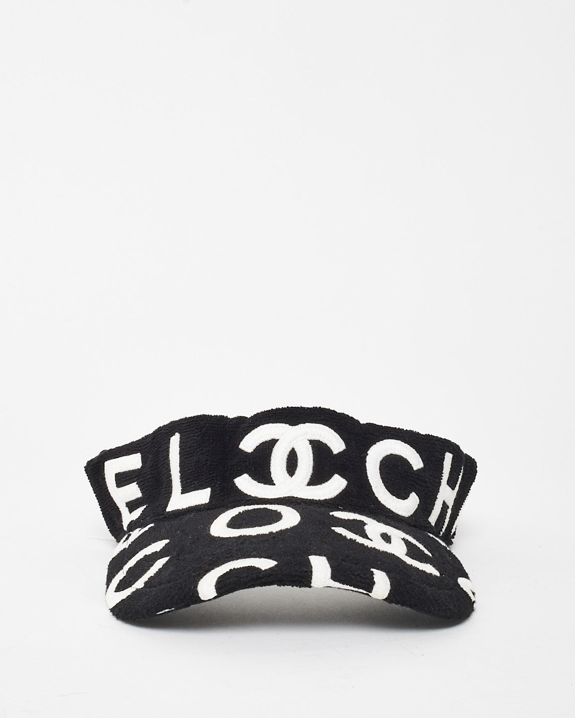 Chanel Black Terry Cloth Coco Logo Visor