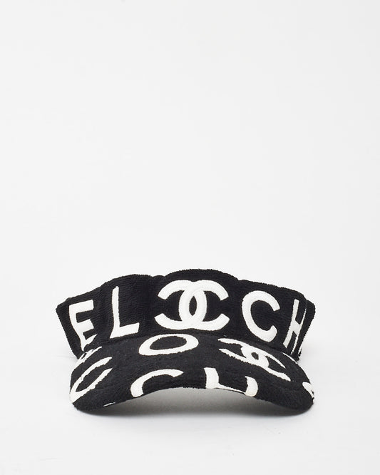 Chanel Black Terry Cloth Coco Logo Visor