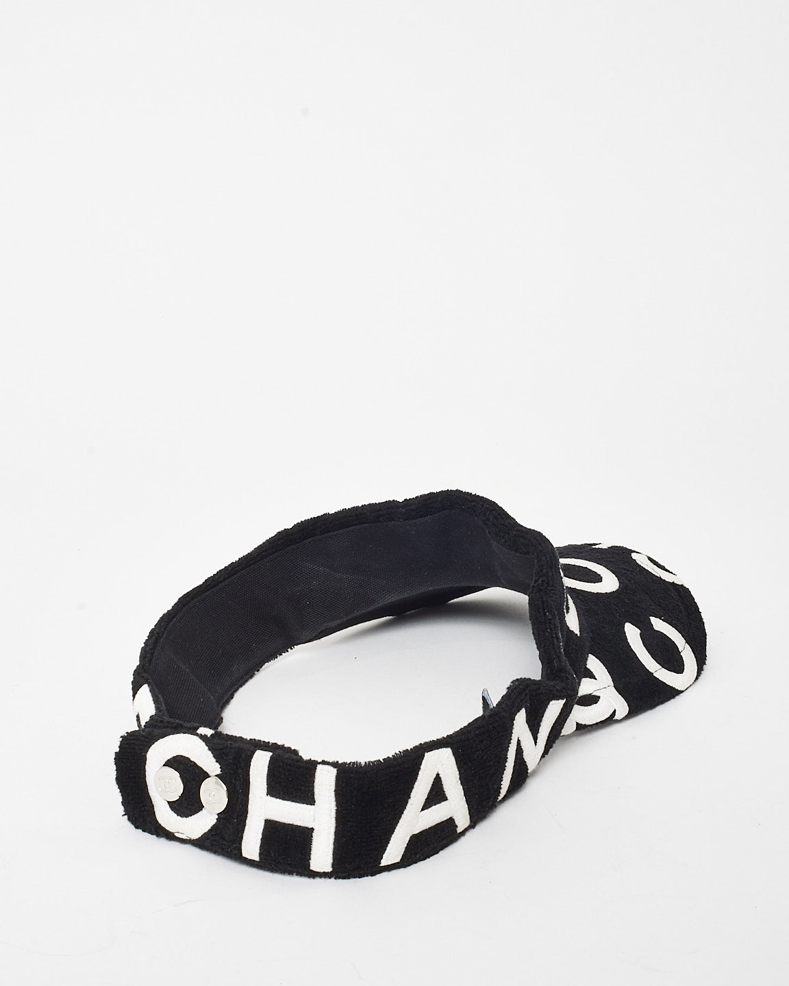 Chanel Black Terry Cloth Coco Logo Visor