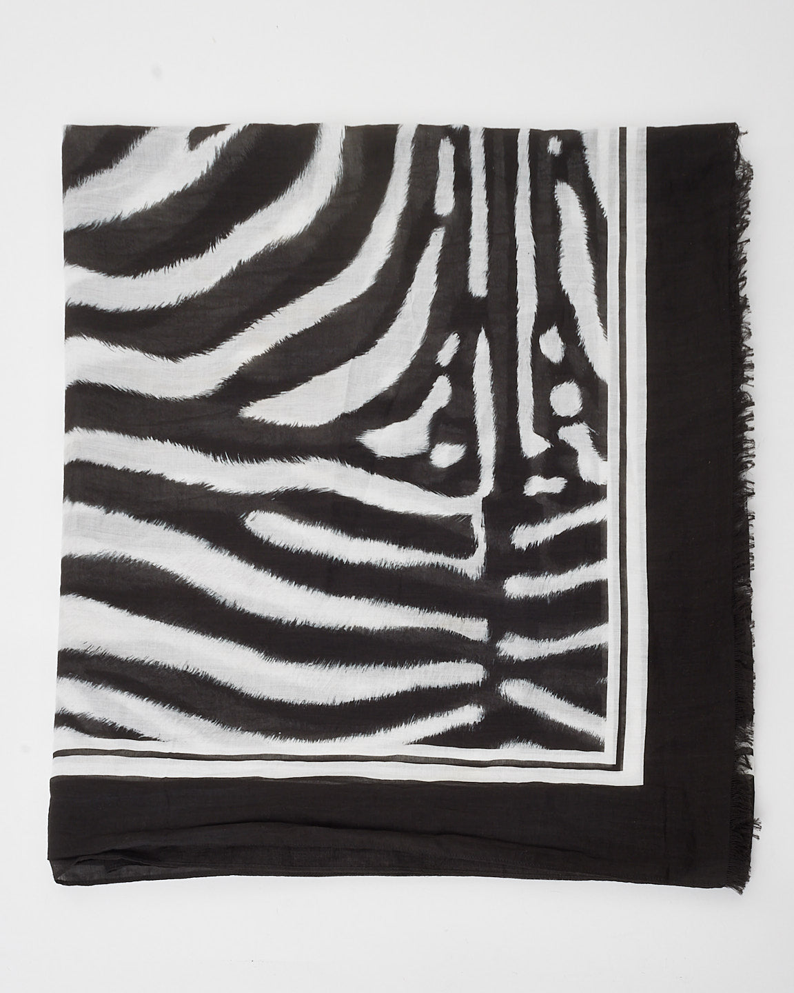 Dolce & Gabbana "Beachwear" Black & White Zebra Print Chiffon Shawl Scarf