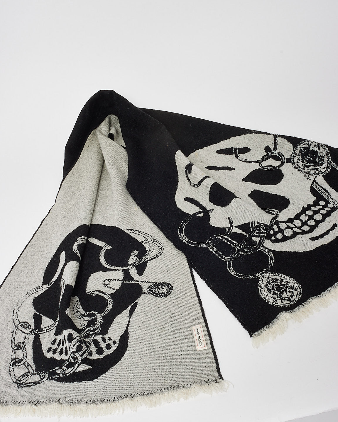 Alexander McQueen Grey & Black Pierced Skull Face Scarf