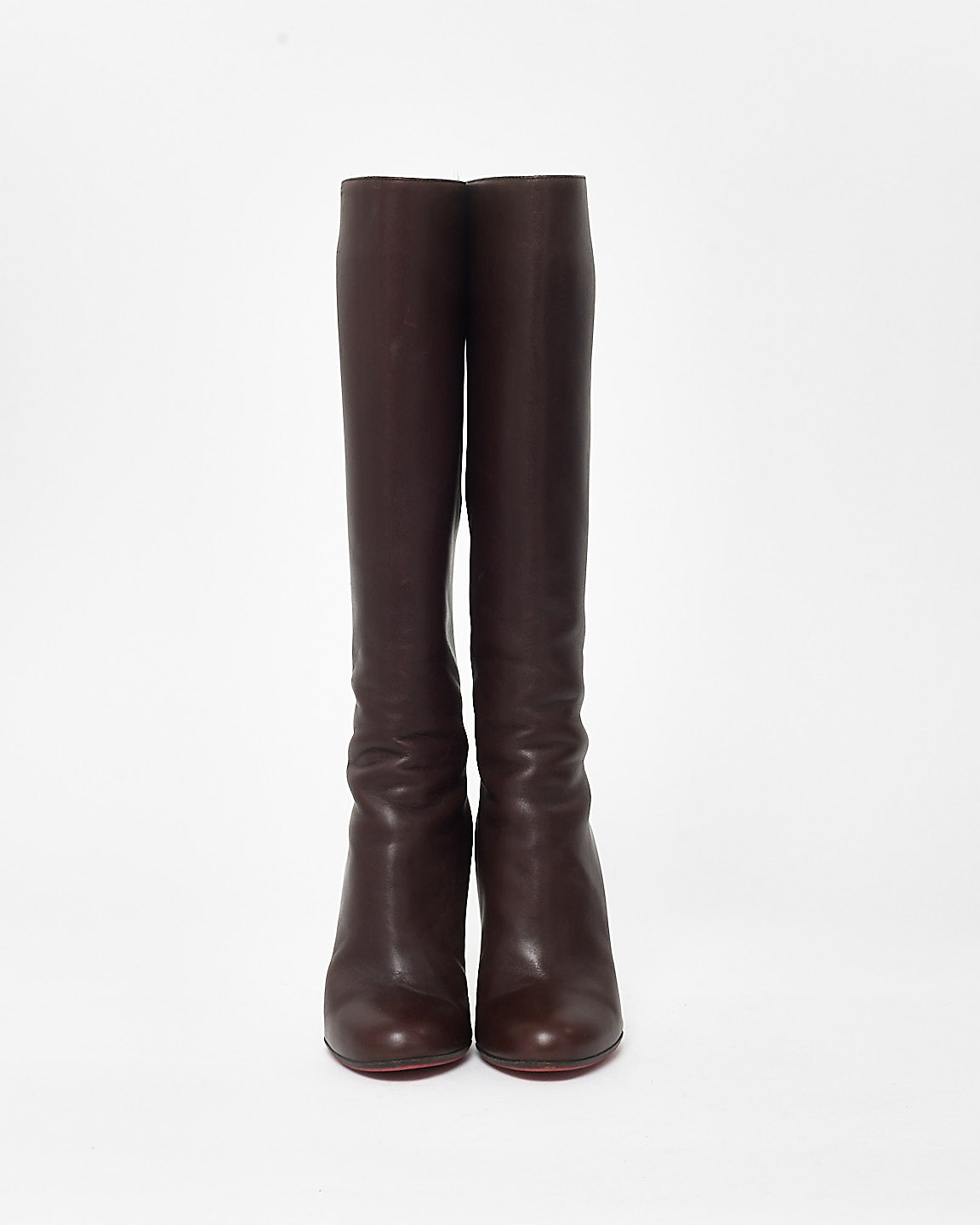 Christian Louboutin Brown Leather Stiletto Knee High Boots - 35