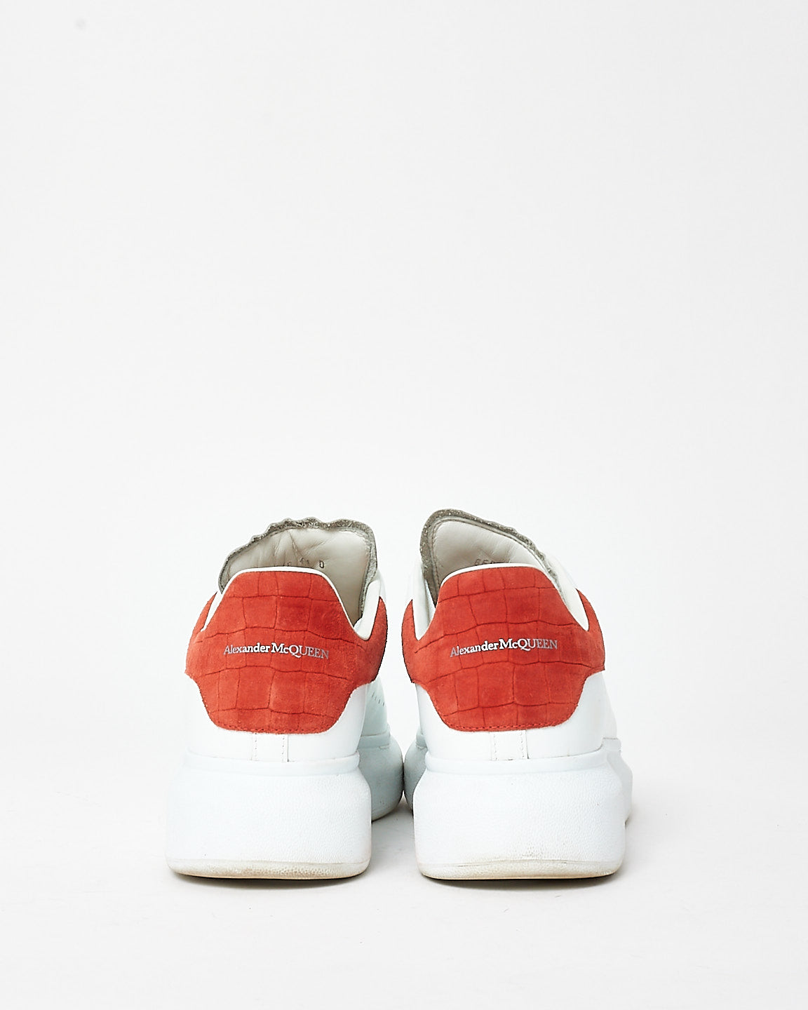 Alexander McQueen White & Red Suede Croc Oversized Sneakers - 41