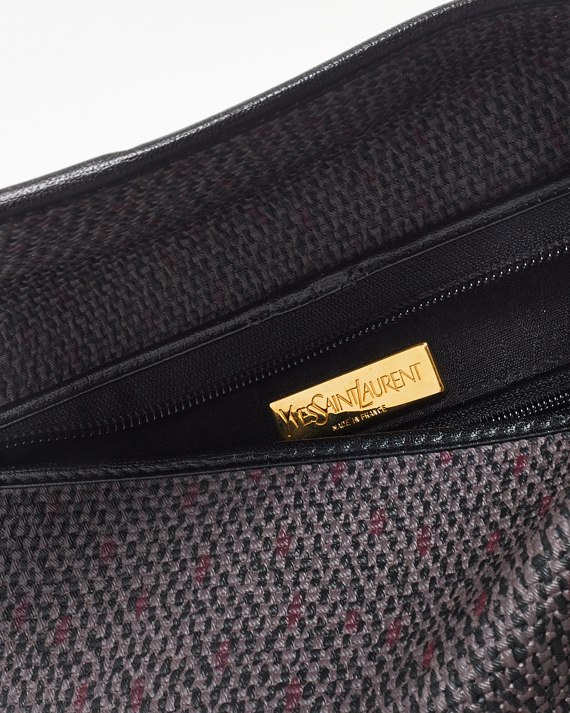 Saint Laurent Vintage Dark Brown & Black Canvas Clutch