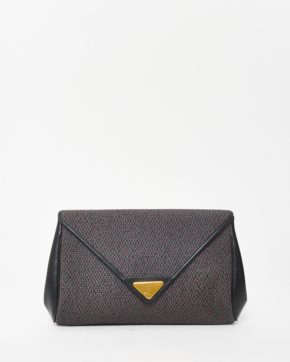 Saint Laurent Vintage Dark Brown & Black Canvas Clutch