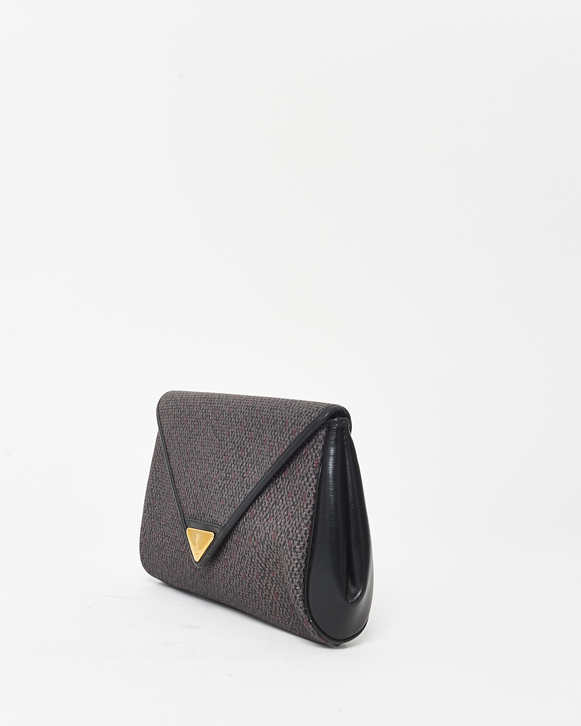 Saint Laurent Vintage Dark Brown & Black Canvas Clutch