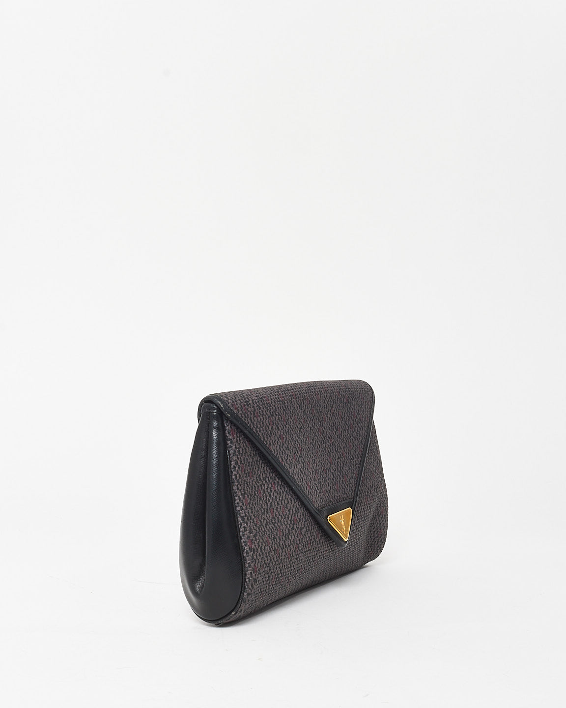 Saint Laurent Vintage Dark Brown & Black Canvas Clutch