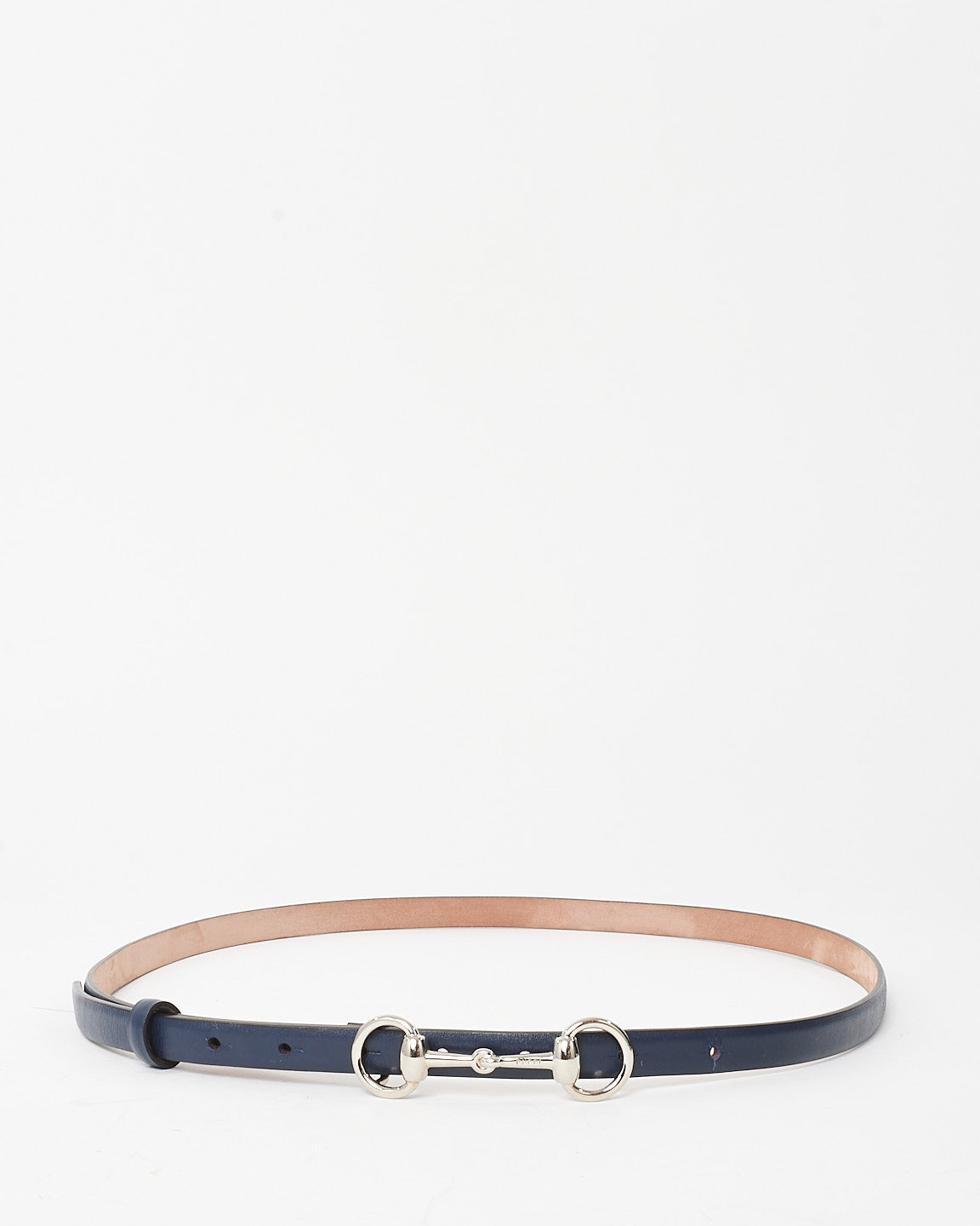 Gucci Navy Blue Leather Vintage Horsebit Belt - 105/42