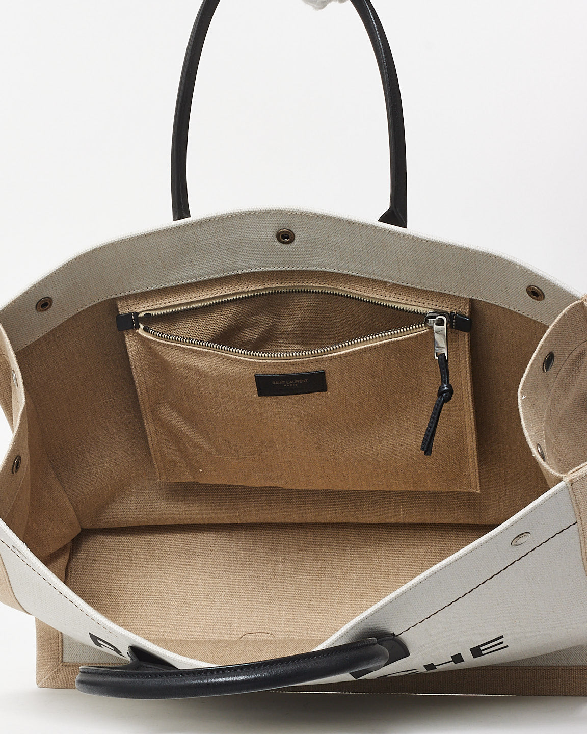 Saint Laurent Beige Canvas "Rive Gauche" Tote Bag