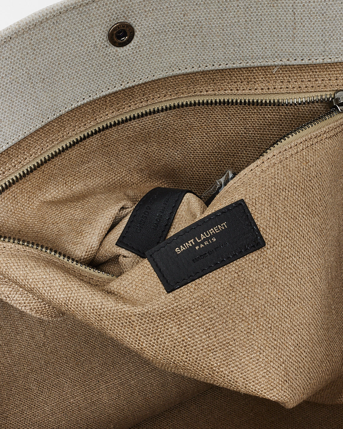 Saint Laurent Beige Canvas "Rive Gauche" Tote Bag