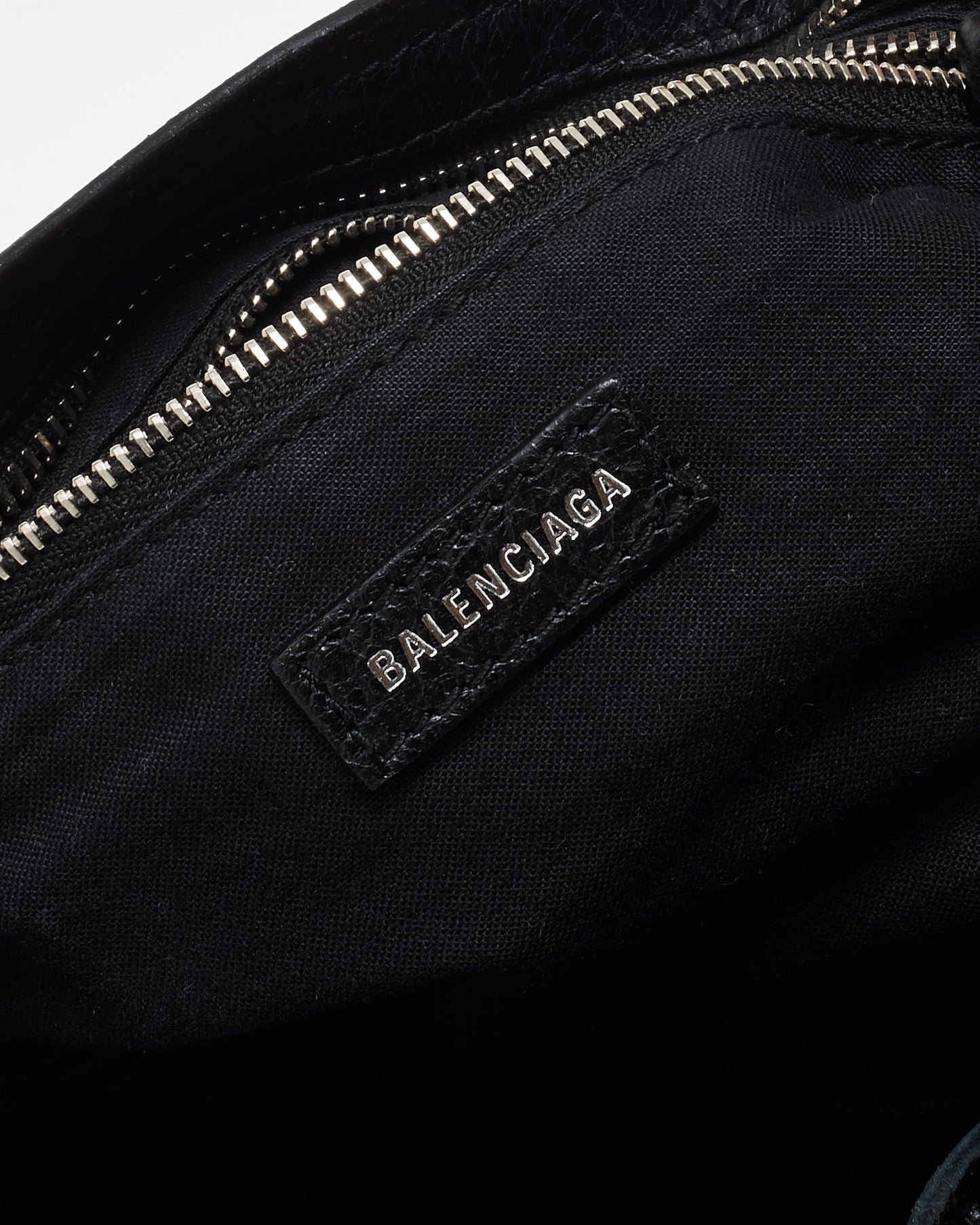 Balenciaga Black Crinkle Leather Le City Small City Bag W/ Logo Strap