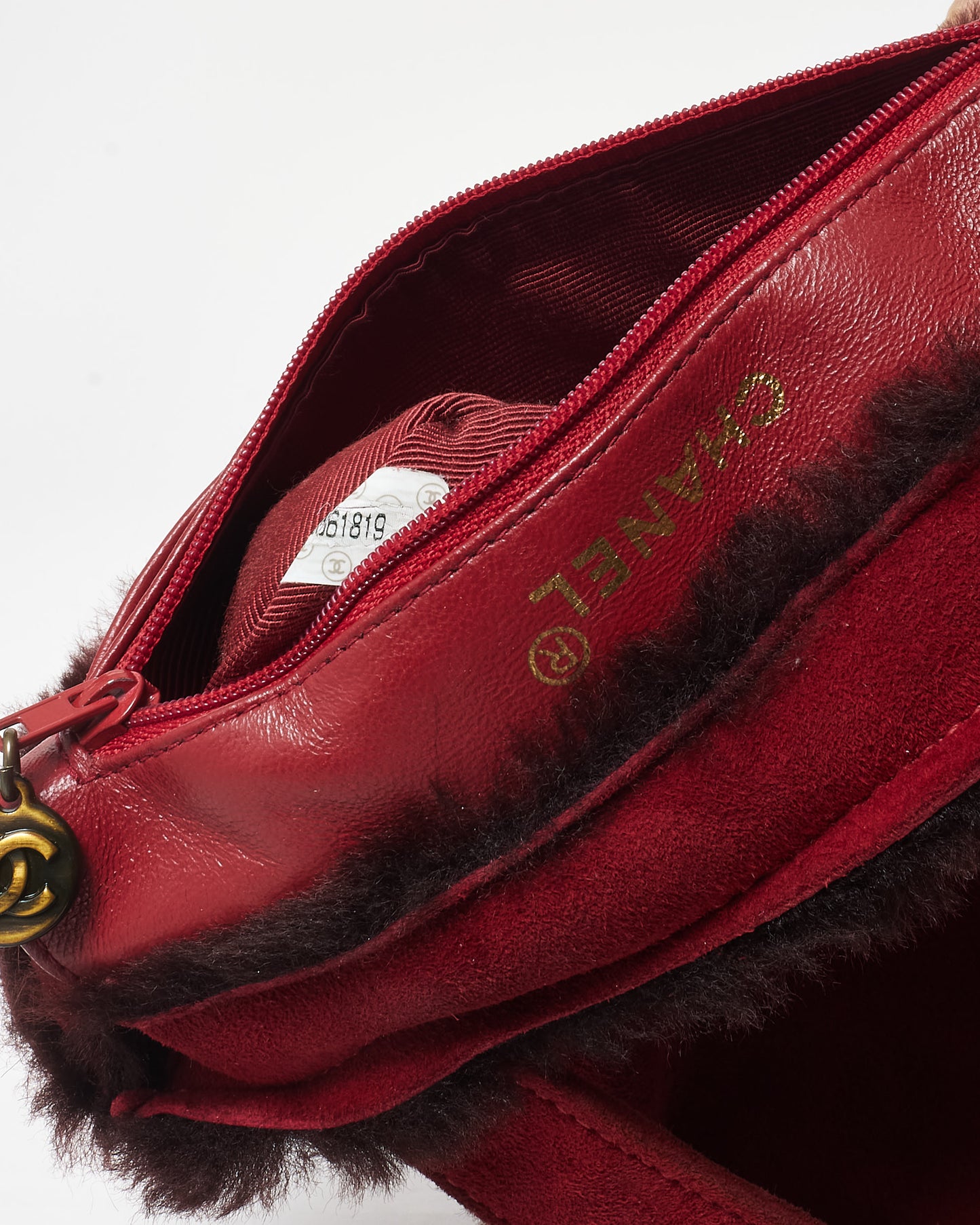 Chanel Burgundy Suede & Faux Fur Mini Tote Bag