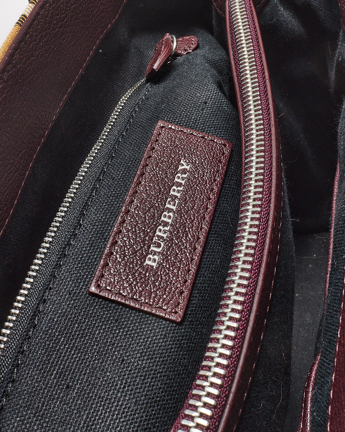 Burberry Vintage Check Canvas & Burgundy Leather Banner Tote