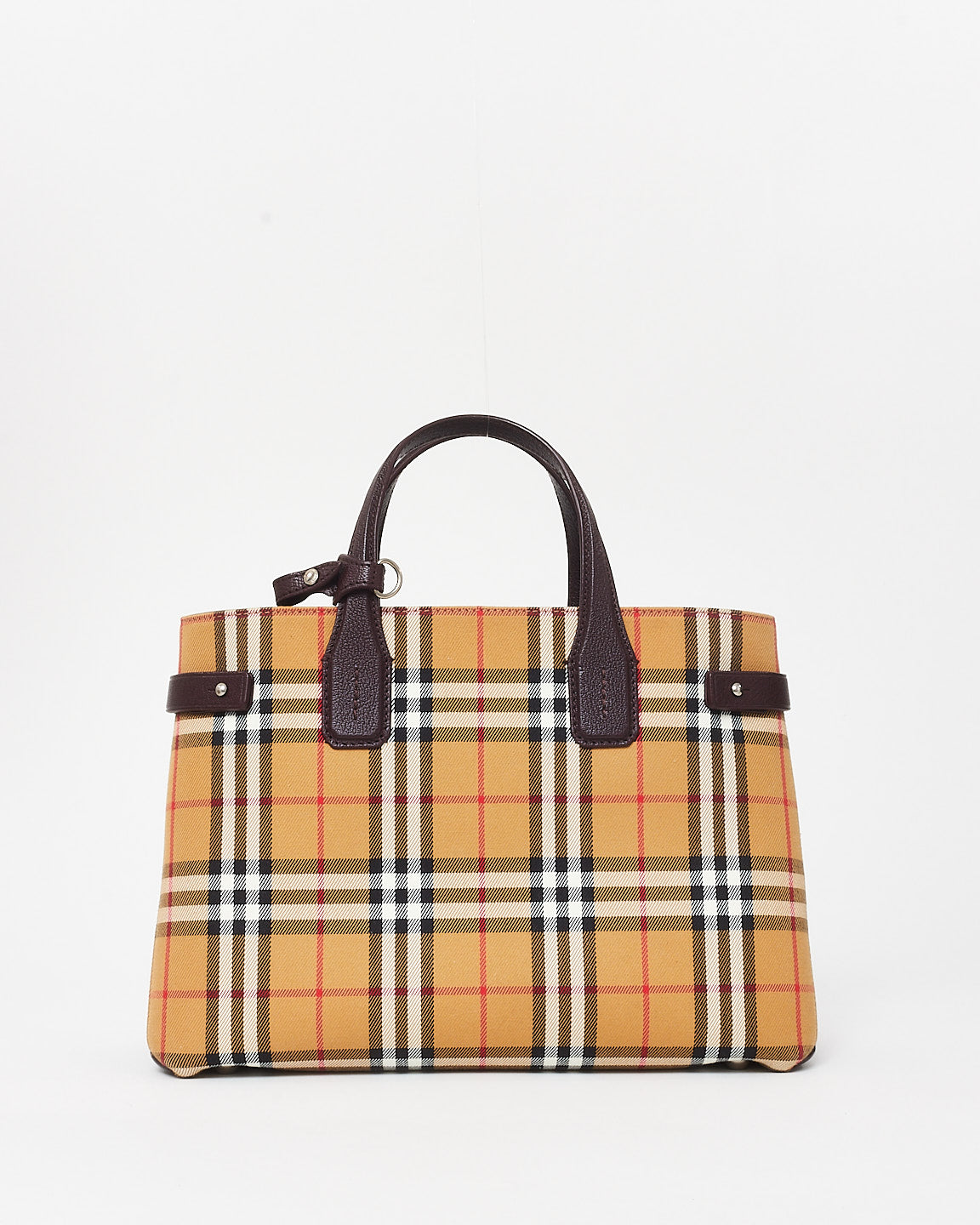 Burberry Vintage Check Canvas & Burgundy Leather Banner Tote