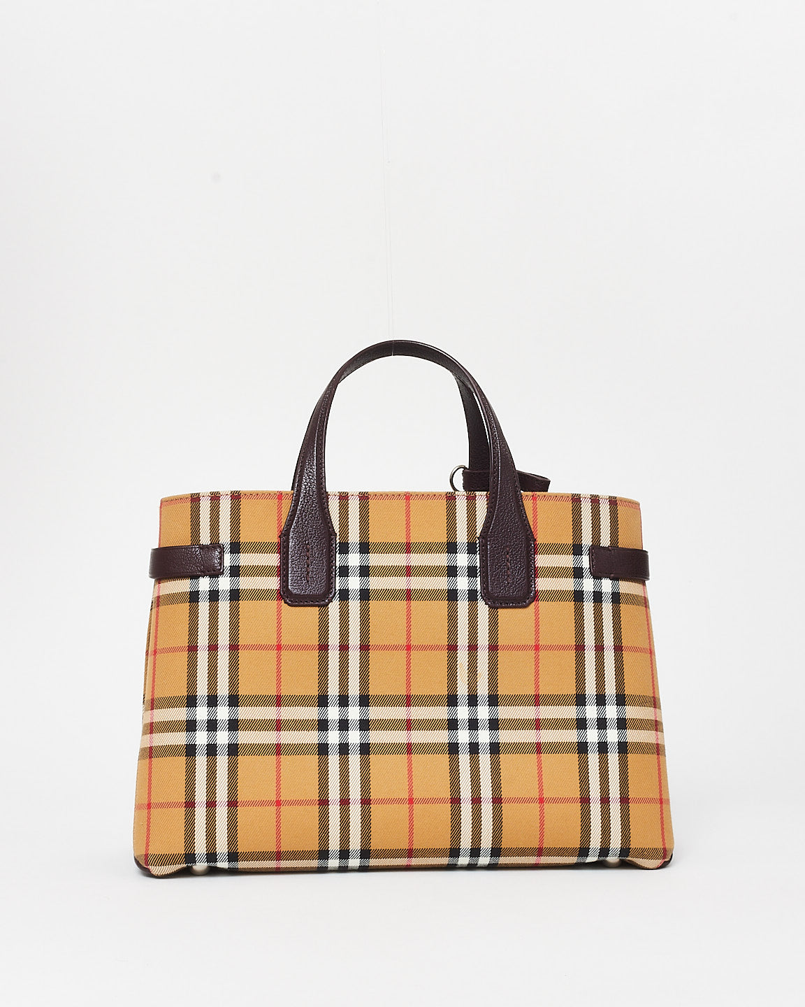 Burberry Vintage Check Canvas & Burgundy Leather Banner Tote