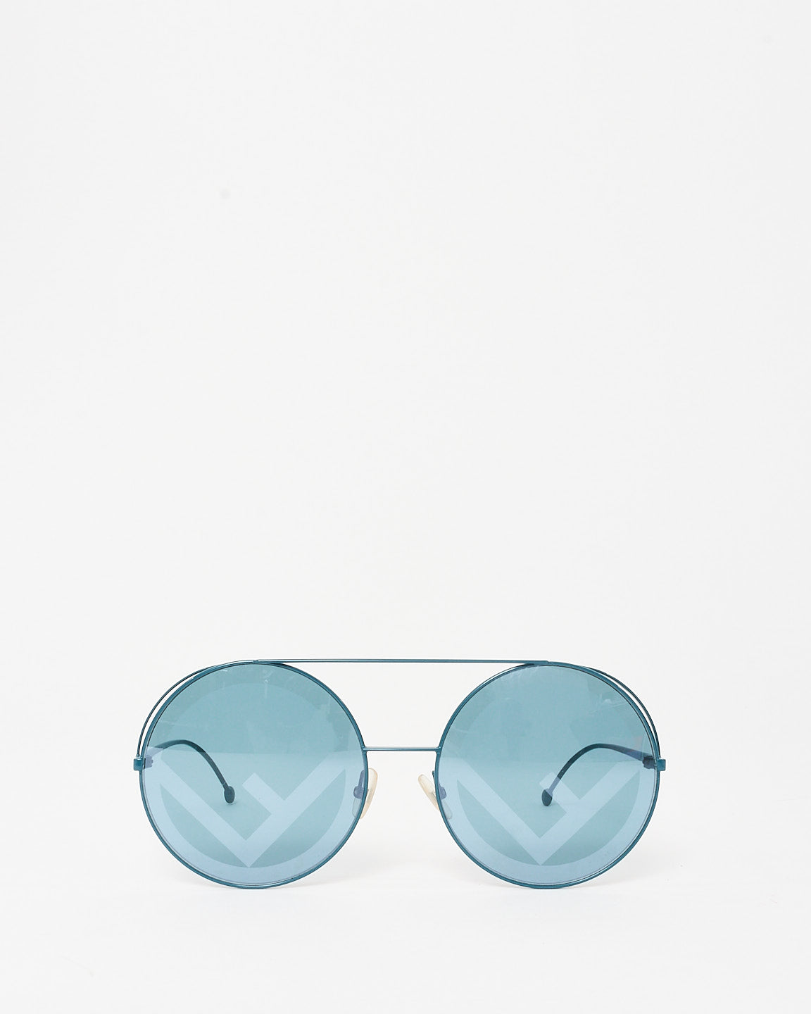 Fendi Blue FF Logo Round Sunglasses