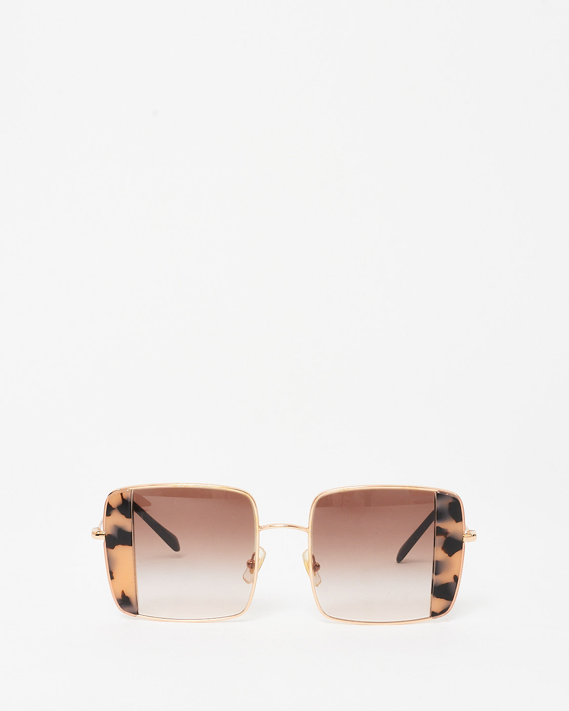 Miu Miu Rose Gold & Light Tortoise 07D-0A6 Oversize Square Sunglasses