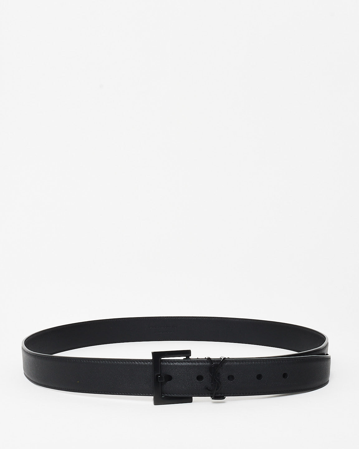 Saint Laurent Black On Black Tonal Leather YSL Cassandre Belt - 110/44