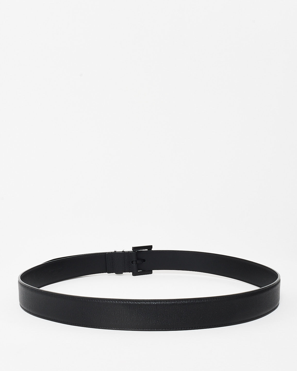 Saint Laurent Black On Black Tonal Leather YSL Cassandre Belt - 110/44